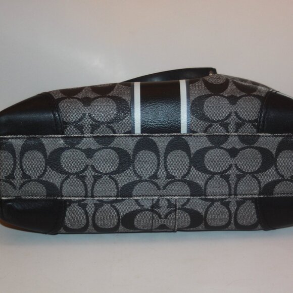 Coach 12358 Signature Coated Heritage Stripe Tote Shopper Shoulder Handbag Logo - Picture 4 of 6